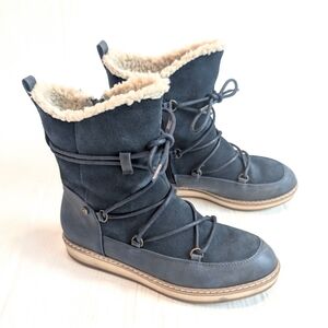 WHITE MOUNTAIN Topaz Women's Navy Suede Fleece Lined Boots Size 7.5